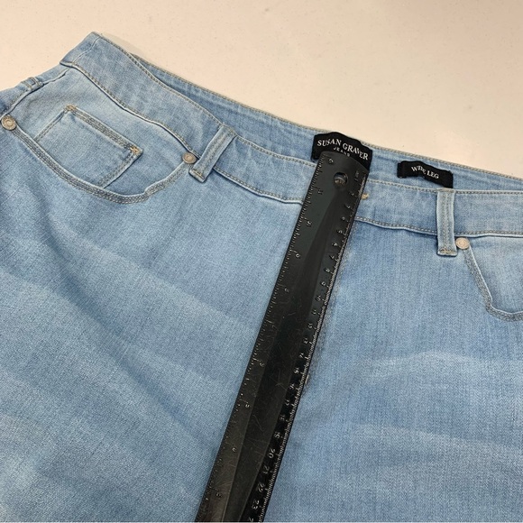 Susan Graver  Jeans Woman 18WP  Wide Leg Crop‎ Frayed Hem Pockets Stretch New - Picture 13 of 14